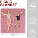 Picnic Basket with Blankets and Bamboo Plates Picnic Supplies Set Basket with Lid and Handle Wicker Picnic Basket Sturdy Woven Body with Washable Lining for Camping(Red)