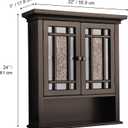 Teamson Home 2 Door Bathroom Wall Cabinet Windsor Collection with Crown Molding, Wall Mounted Over The Toilet Storage with Open Shelf & Decorative Glass Mosaic Details, Espresso