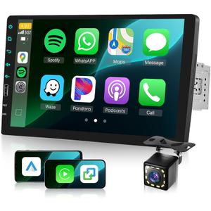 Single Din Car Stereo with AM/FM/RDS Radio Backup Camera, Sellrich 9 inch IPS Touch Screen Single Din Radio Support Wireless Carplay Android Auto Bluetooth Mirror Link YouTube Online Video USB Port