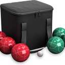Bocce Ball Set - Lawn Game for Backyard, Beach, or Wedding - Includes Red and Green Bocce Balls, Pallino, and Carrying Case by Trademark Games