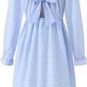 Little Bitty Girls Long Sleeve A-Line Tulle Princess Dress, Midi Length Casual Party Ribbed Knit Top Tulle Skirt  (6-7 Years, Blue1)