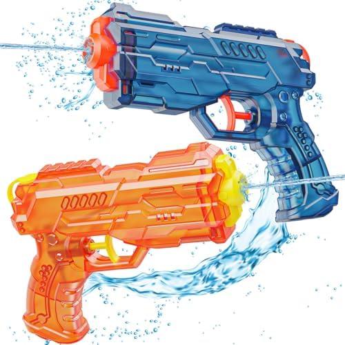 Water Gun for Kids - Squirt Gun Adults Summer Super Water Guns Toys for Boys Girls, 2 Pack Small Watergun for Party Swimming Pool Beach Yard Outdoor Fighting Toy（Blue Orange）