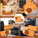 Oven Mitt, Cute Highland Cow Oven Mitts and Pot Holders Sets, Oven Mit Kitchen Mitts for Oven, Oven Mitts Heat Resistant Highland Cow Kitchen Decor & Gifts for Housewarming (Khaki)