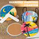 MVVMTOP 18 Pcs Diamond Painting Coasters with Dimensional Holder, DIY Landscape Coaster Diamond Art Kits Non-Slip Coaster for Beginners, Adults Art Craft Supplies