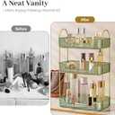 Aveniee Bathroom Counter Organizer, 3 Tier Perfume Skin Care Countertop Storage Shelf, Vanity Makeup Tray for Cosmetic Skincare Lotion,Green