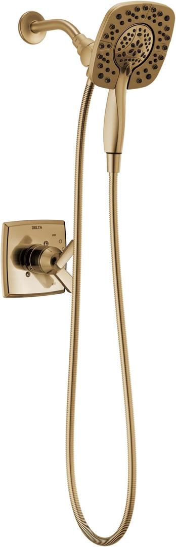 Delta Faucet Ashlyn 17 Series Dual-Function Shower Trim Kit with 2-Spray Touch-Clean In2ition 2-in-1 Hand Held Shower Head with Hose, Stainless T17264-SS-I (Valve Not Included)