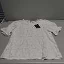Women's Eyelet Tops Puff Short Sleeve Blouses Dressy Casual Cute Hollow Out Crochet Lace Embroidered Summer Shirts Size L