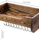 MyGift Baseball Cap Storage Holder Organizer Wall Mount, Hat Rack Shelf, Floating Shelf with 10 S-Hook Hanger, Entryway Shelf Tray, Urban Industrial Burnt Solid Wood and Black Metal