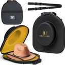 Cowboy Hat Box for Travel | Luxury Vegan Leather Cowboy Hat Travel Case with Carrying Handle, Luggage & Shoulder Straps - Large Hat Carrier for Cowboy, Panama & Tweed Hats