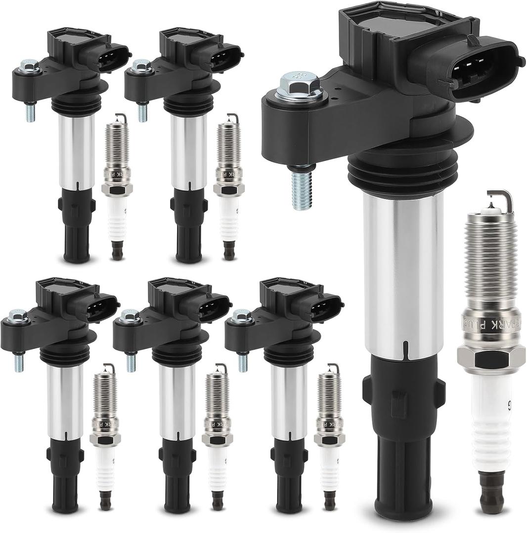 UF375 Ignition Coil & XP5263 Double Iridium Spark Plug for V6 Buick Allure,Enclave,LaCrosse,Rendezvous/Cadillac CTS SRX STS/GMC Acadia/Chevy Traverse Vectra/Saab 9-3/Saturn Outlook