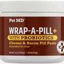 Pet MD Wrap-A-Pill with Dog Probiotics - Pill Wrap for Dogs Medicine - Easy-to-Use Paste to Hide Capsules, Create Pockets and Treats for Dogs - Cheese & Bacon (4.2oz)