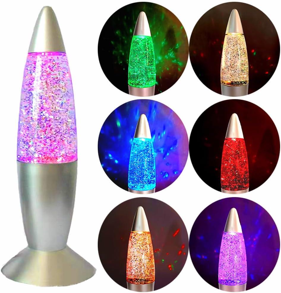 DOCOMIN 7.28' Glitter Groovy Glow Liquid Motion LED Lamp - Multiple Colors Changing for Adults and Kids - USB Cable Gift and Bedroom Decoration