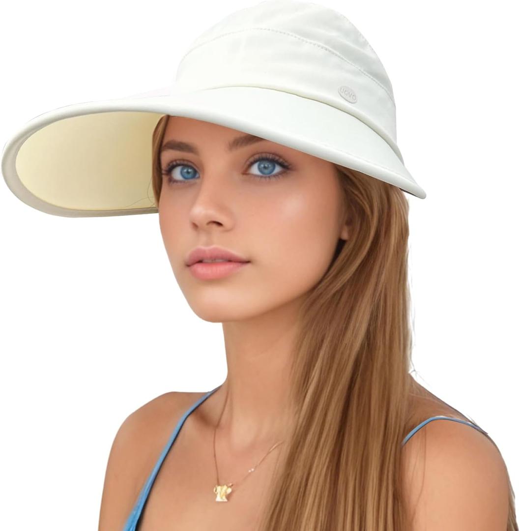 Lanzom Sun Visor Hats for Men Women Lightweight Packable Cooling Stretchy Visor Hat Beach Sun Hat for Running, Tennis, Golf (One Size, Beige)