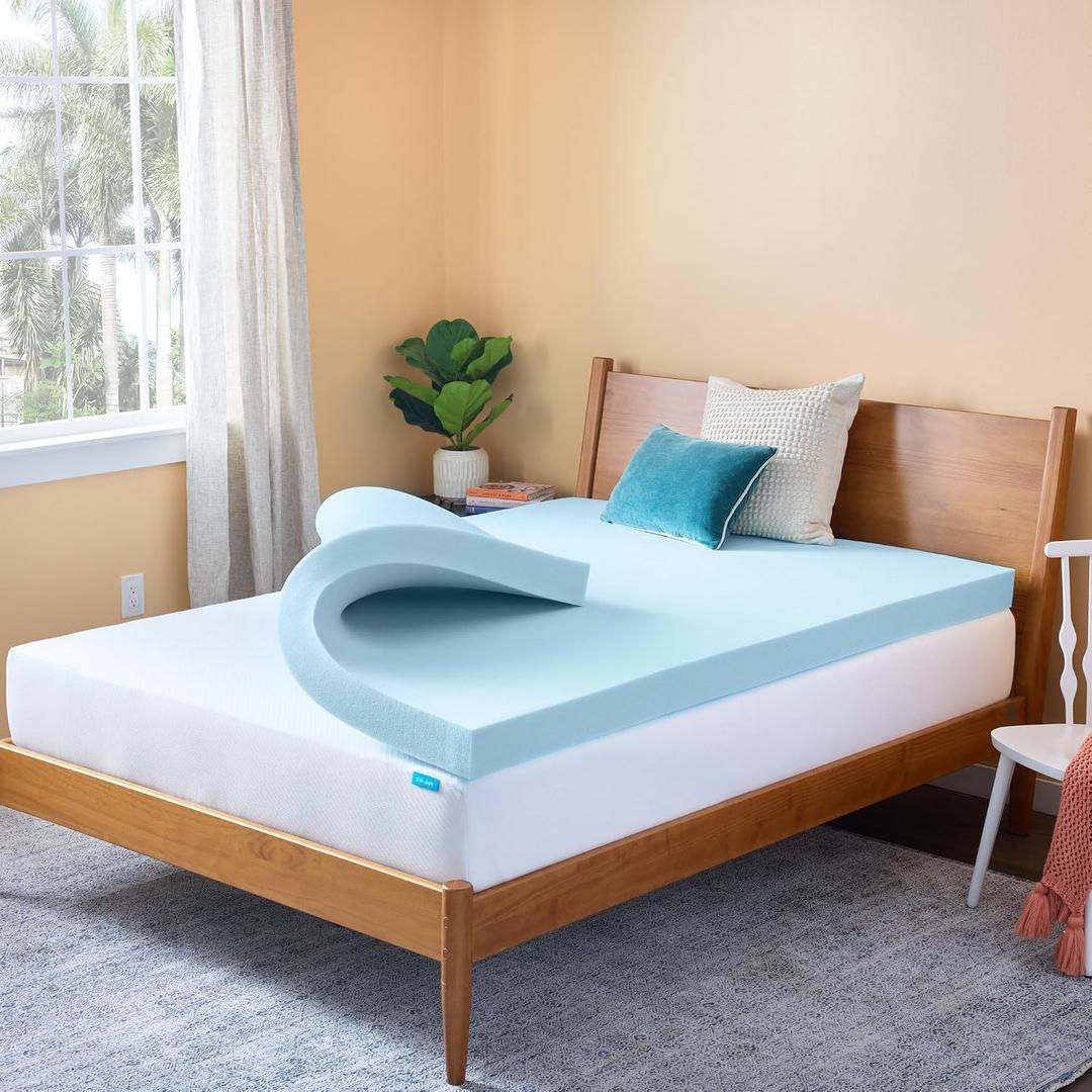 Linenspa Memory Foam Mattress Topper, Twin Size - 4 Inch Gel Infused Memory Foam - Plush Feel - Cooling and Pressure Relieving - CertiPUR Certified
