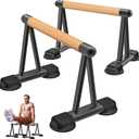 Dolibest Push Up Bar, 12'' High Parallettes Bars with Wooden Handles, Stable and Comfortable Calisthenics Equipment, Suitable for Handstand, L-Sit, Dip Bar, Strength Training for Indoor Outdoor Use