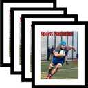 4 Pack Sports Magazine Frame Display 8.5 x 11.25 or 8.25 x 11 Magazine with 2 Sizes Mat, or 11x14 Photos without Mat, Magazine Display Frame with Shatter Resistant Plexiglass for Wall Hanging, Black