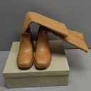 DOEYG Women's Banana Knee High Boots Square Toe Chunky Block Heel Tall Boots Wide Calf Fashion Comfortable Casual Pull on Long Boots (7.5, Tan)