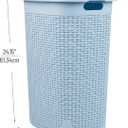 Mind Reader Slim Laundry Hamper with Lid, 60L Tall Clothes Basket, Narrow Tapered Design for Bathrooms, Closets and Laundry Rooms, Plastic, Baby Blue, 1 Piece