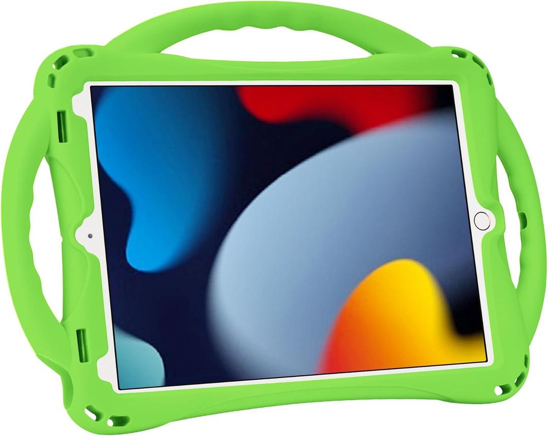 Adocham Kids iPad 10.2 Case with Stand Handle, Lightweight Shockproof Silicone Cover for iPad 9th/8th/7th Generation, 10.2 inch 2021/2020/2019 (Green)