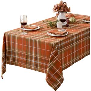 Newbridge Thanksgiving Culloden Plaid Fabric Weave Tablecloth Traditional Bold Rust Green 100% Cotton Plaid Table Cover, 52 x 70 Inch Rectangle