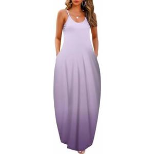 Sleeveless Sundress Flowy Party Maxi Dress Adjustable Spaghetti Straps Dress for Daily Wear Work Coffee Shopping, Fall Outings Maternity Gender Reveal Soft Lightweight Gradient-light Purple Medium