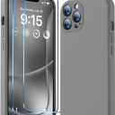 BossKiss Compatible with iPhone 13 Pro Case, Premium Silicone Upgraded [Camera Protection] [2 Screen Protectors] [Soft Anti-Scratch Microfiber Lining] Phone Case for iPhone 13 Pro 6.1'' - Dark Grey