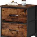 Sweetcrispy Nightstand with 2 Storage Drawers, 20" Height Small Bed Side Furniture End Table, Wooden Top Fabric Cabinet Kids Night Stand Mini Dresser for Bedroom, Closet, Entryway, Dorm