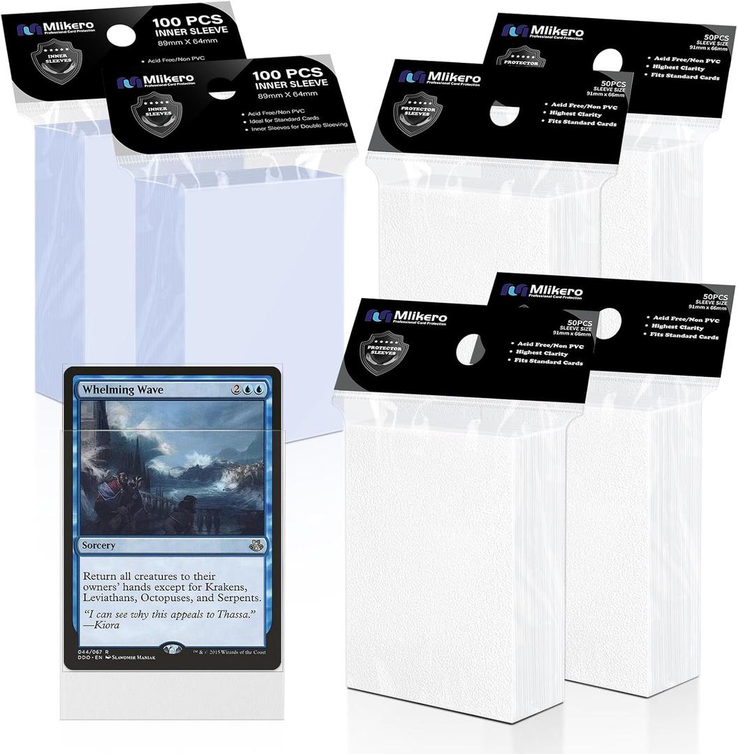 400 Pack Card Sleeves, 200 Matte White Trading Card Sleeve and 200 Inner Sleeves Ideal for Double-Sleeving, Fit for MTG, TCG and Game Cards