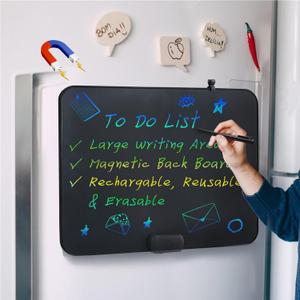 ROYALITA 20-Inch LCD Writing Tablet for Kids & Adults, Large Rechargeable Writing Board Note Board for Fridge, Built-in Magnets & Instant Erase, Dry-Erase & Sticky Note Alternative for Home & Office (Colorful)