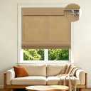 Allesin zen No Drill Cordless Bamboo Roman Shades, Light Filtering 33" W x 64" H, Brown