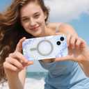 LSL Designed for iPhone 15 Case [Drop Protection/Compatible with Magsafe] Cute Flower Magnetic Phone Case for Women Girly TPU Bumper Floral Cover Purple