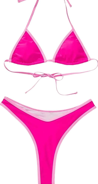 Pink Thong 2 Piece Bikini, Small