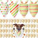 48 Pcs Thanksgiving Dog Bandanas Bulk Polka Dot Stripe Bandanas for Dogs Triangle Kerchief Bibs Scarf Set for Pet Fall Autumn Costume Photo Props Accessories Pet Shops Groomers, 4 Styles