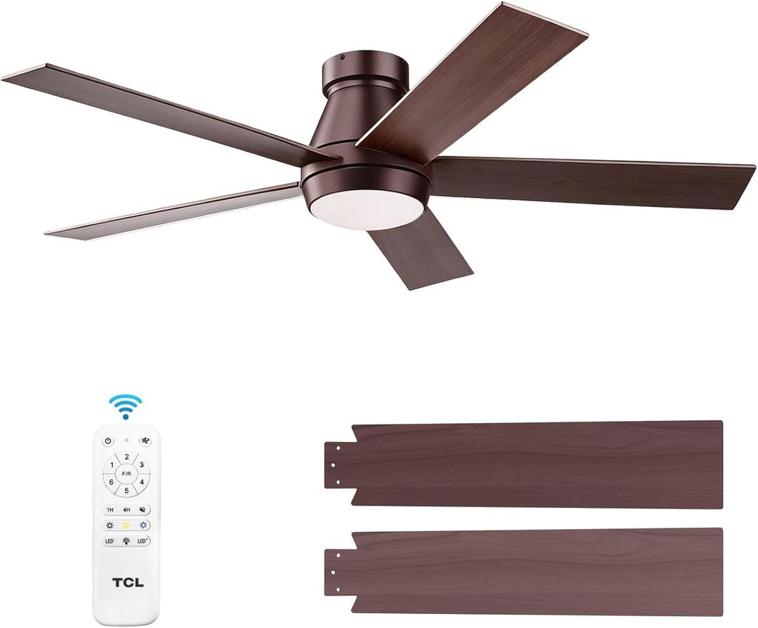 TCL 52" Bronze Flush Mount Ceiling Fan with Light & Remote