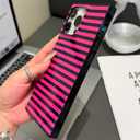 Horizontal Striped Magnetic Case for iPhone 16 Pro, Black Pink