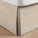 MIYE Pleated Waffle Weave Bed Skirt, Tailored Dust Ruffle 12 Inch Drop Easy Fit, Machine Washable,No Split Corners (Beige, Queen - 12" Drop)