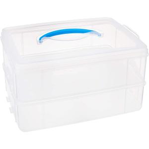 Snapware Snap 'N Stack Portable Storage Bin for Tools and Craft, 14.1 x 10.5-Inch Clear BPA-Free Container, Tool Box with Stackable Trays, Microwave, Freezer and Dishwasher Safe (14.1 x 10.5-Inch)