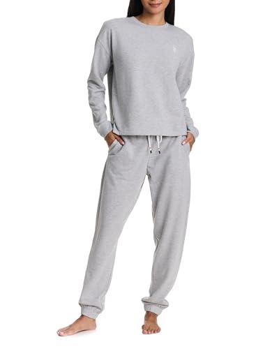 U.S. Polo Assn. Lounge Set Women, Athleisure and Lounge Pajama Sets for Women 2 Piece (Grey Heather, Small)