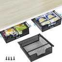 Hanging Pullout Drawer Organizer, Sliding Under Shelf Storage, Under Cabinet Storage Organizer - Wire Basket Attaches to Shelf, Space Saving for Kitchen Counter Pantry Cupboard - 3 Pack