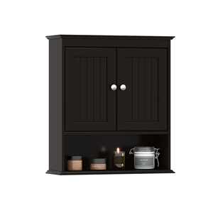 Bathroom Cabinet Wall Mounted, Wood Hanging Cabinets with Doors and Shelves, Medicine Cabinet Over The Toilet , Black. 19.5x12x8