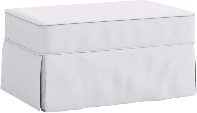 The Cotton Ottoman Slipcover Replacement. It Fits Pottery Barn PB Comfort Ottoman. Dense Cotton Sofa Footstool Cover (Comfort White)