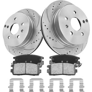 Anpulsero Brake Pads And Rotors Kit Rear Compatible with 2010-2017 Chevrolet Equinox, 303mm(11.9in) Vented Rear Rotor, Automotive Replacement Brake Kits Drilled And Slotted Rotors (Rear 55178 D1275-8391)