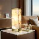 Scenekoy Alabaster Rechargeable Table Lamp for Living Room Bedroom Nightstand, Portable Battery Operated LED Bedside Lamp, Cordless Night Light for Home Office Dorm Desk Decor (Bulb Included) (Gold-4)