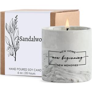 FreeJac House Warming Gifts New Home Housewarming Gift for Women Men Friend - New Home Gift Ideas New Homeowner Gifts House Warming Decoration Party Decor Ceramics Sandalwood Scented Candle 6oz