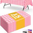 Niuara Pink and White Plastic Table Cloth Rectangle Table 15 Pack, 54''108'' Tablecloth for 6ft Tables, Table Cloth for Disposable Use, Table Cover for Holiday Party, Gathering