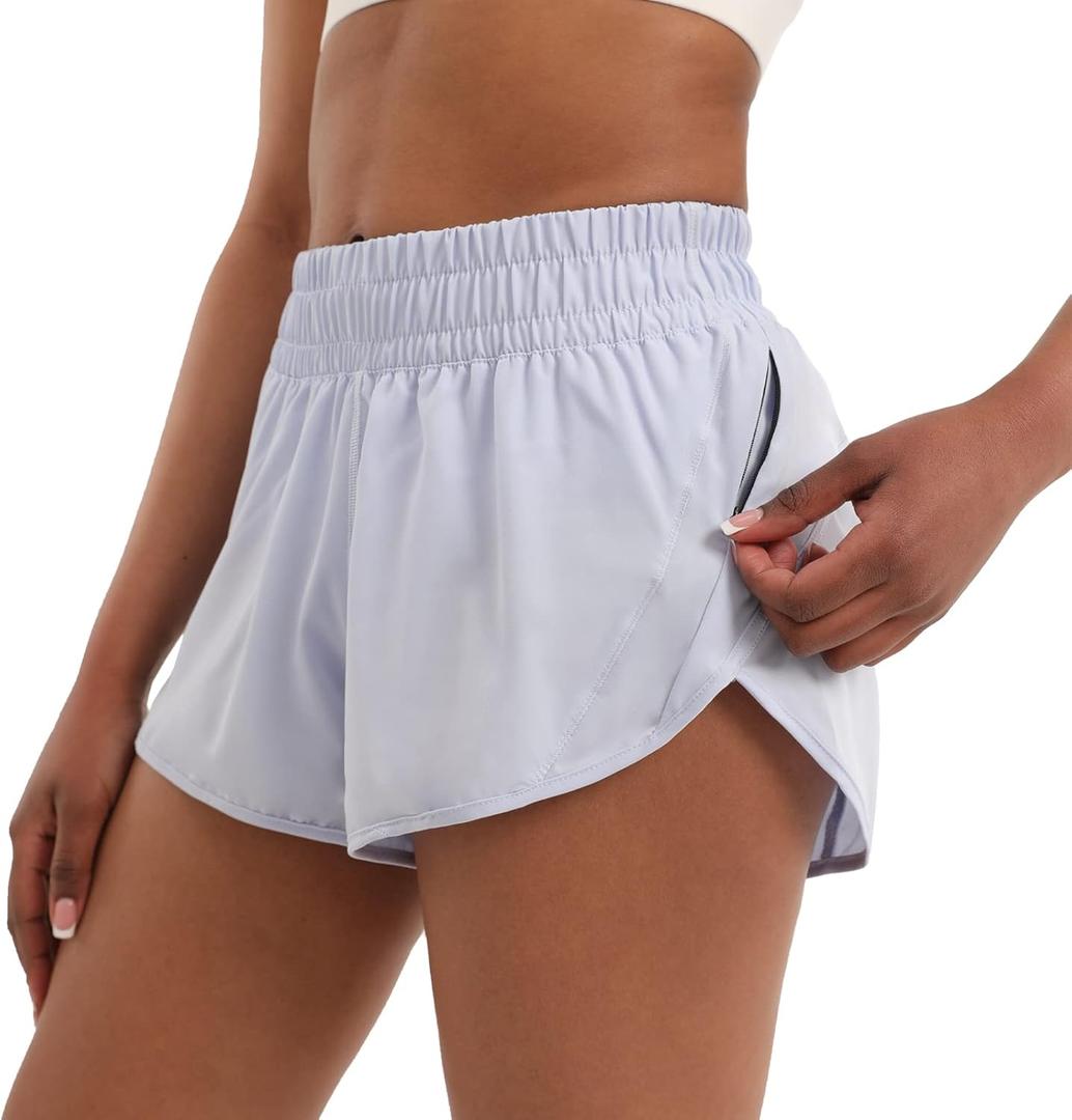 Aurefin Athletic Shorts for Women,Women's Quick Dry Workout Sports Active Running Track Shorts with Elastic and Zip Pockets (M)