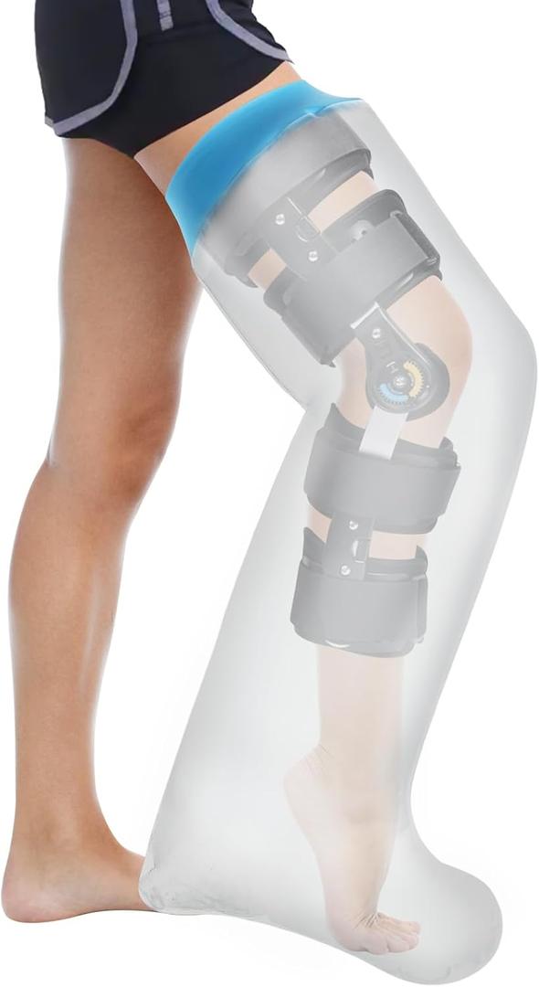 Waterproof Extra Wide Full Leg Cast Cover for Shower Adults, Extra Large Full Leg Shower Cover, Watertight Silicone Foot Protector for Plus Size Adults Surgery Shower Boot XL-Extra Wide-Full Leg