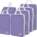 6 Set Compression Packing Cubes, Suitcase Organizer, Lightweight Travel Essentials, Compression Bags For Travel Accessories Luggage Storage Set (6Pcs, Purple)