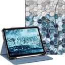 DTTO for iPad A16 Case, iPad 11th / 10th Generation Case (2025/2022), 360 Degree Rotating Premium Leather Folio Stand Cover with Pencil Holder, Sandy Wave