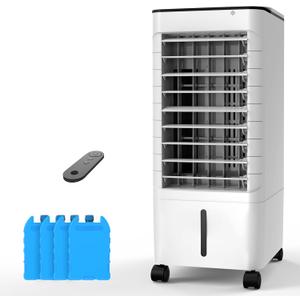 Windowless Portable Air Conditoners, 3-IN-1 Portable AC with Remote, 12H Timer &1.16Gal Tank, 45 Oscillation, 3 Modes 3 Speeds, Fast Cooling Quiet Ventless Swamp Cooler for Room Home Office, Snow